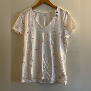 GAP Women's White Tee with Orange Accents
